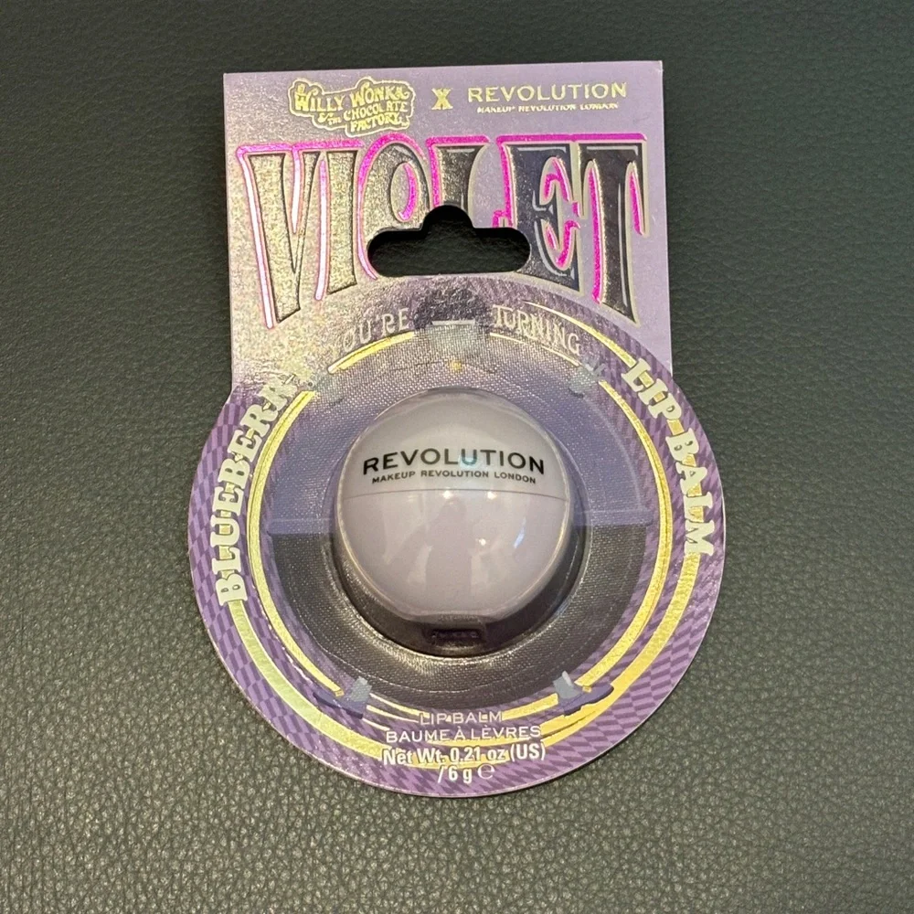 NEW NWT Revolution x Willy Wonka Violet Blueberry Lip Balm Limited Edition